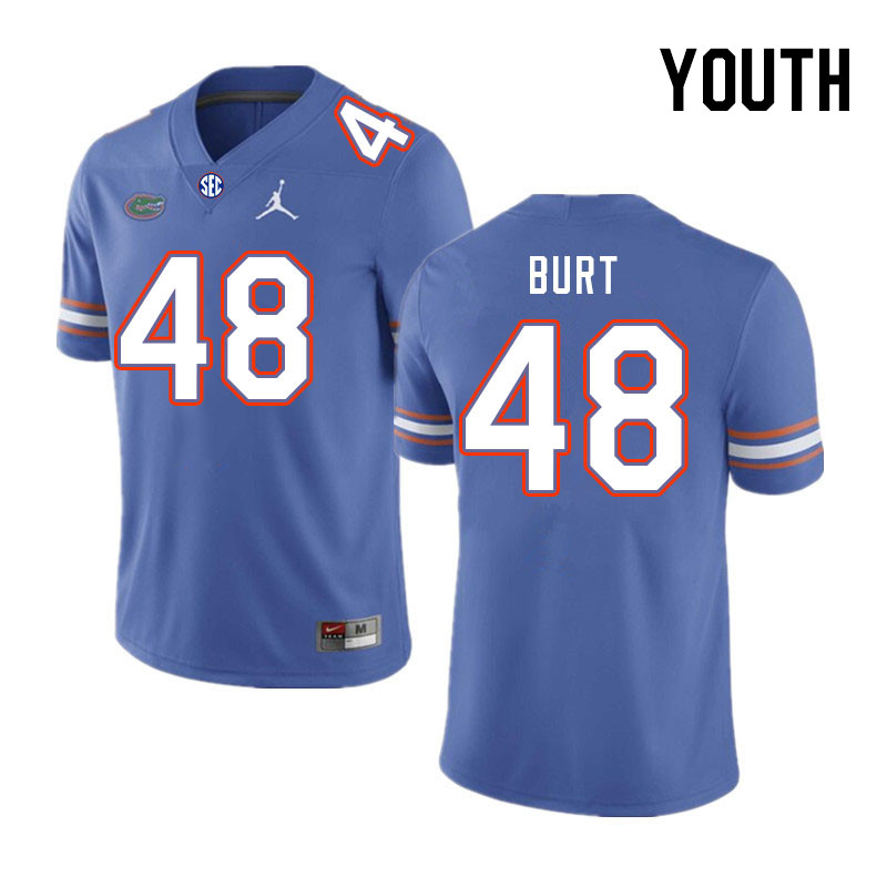 Youth #48 Gannon Burt Florida Gators College Football Jerseys Stitched Sale-Royal